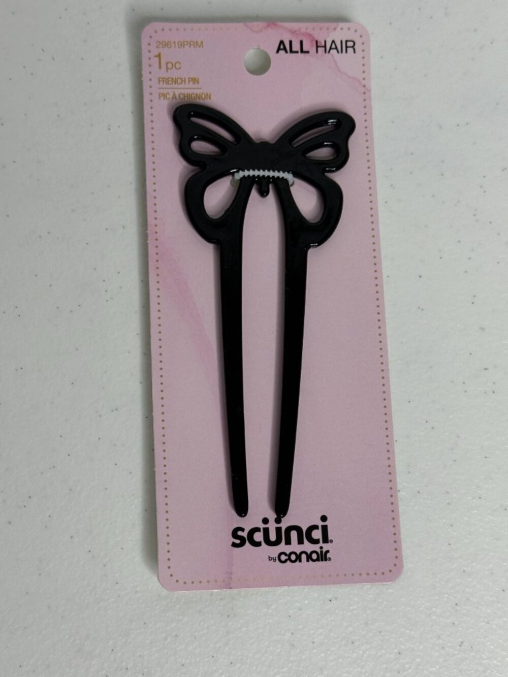 Scunci Butterfly French Hair Pin Black Updo Stick Y2K Coquette